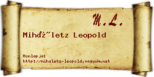 Miháletz Leopold névjegykártya